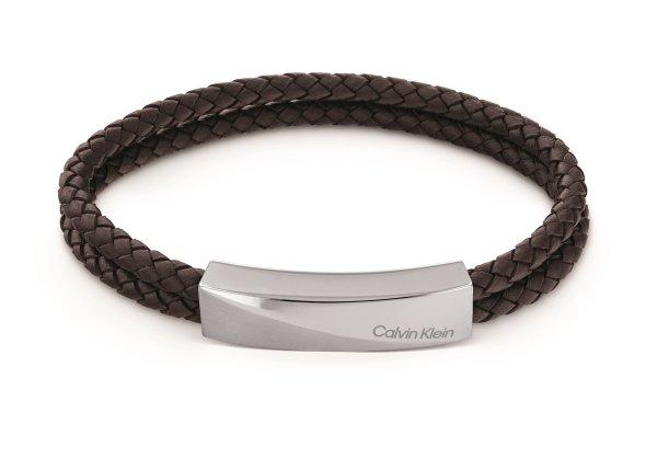 Calvin Klein Dupla bőr karkötő acél dísszel Braided 35000098