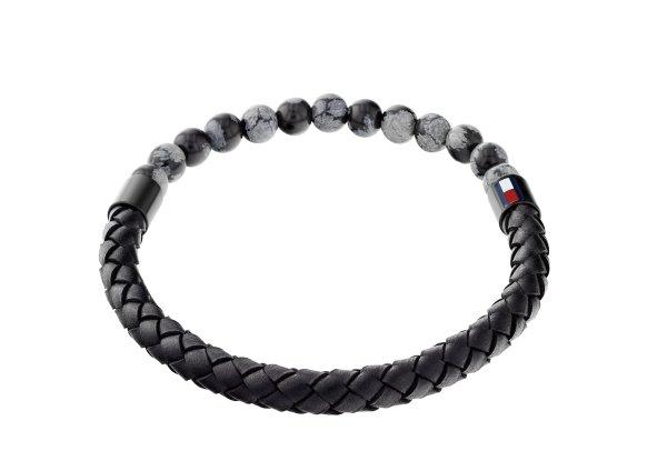 Tommy Hilfiger Eredeti bőr karkötő obszidiánnal 2790473