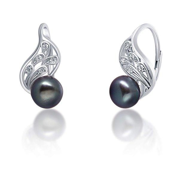 JwL Luxury Pearls Luxus ezüst fülbevaló valódi fekete gyönggyel JL0674