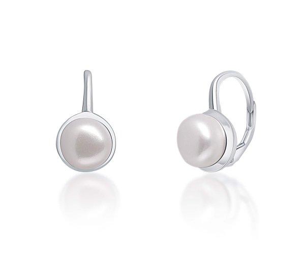 JwL Luxury Pearls Gyengéd ezüst fülbevaló valódi fehér gyönggyel JL0675