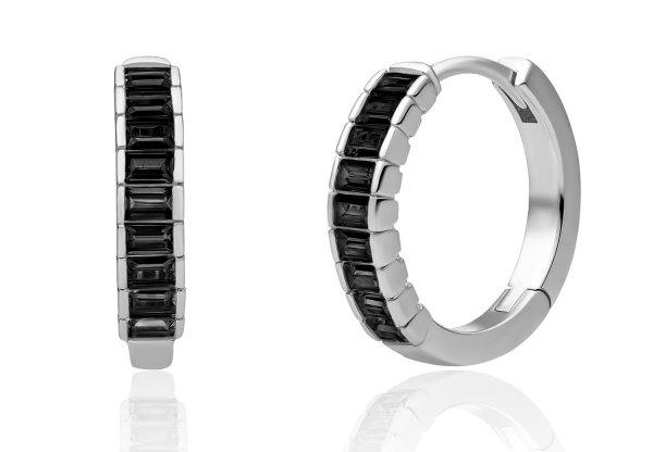Sparkling Jewels Ezüst fülbevaló fekete cirkónium kövekkel EAS23-CZ02