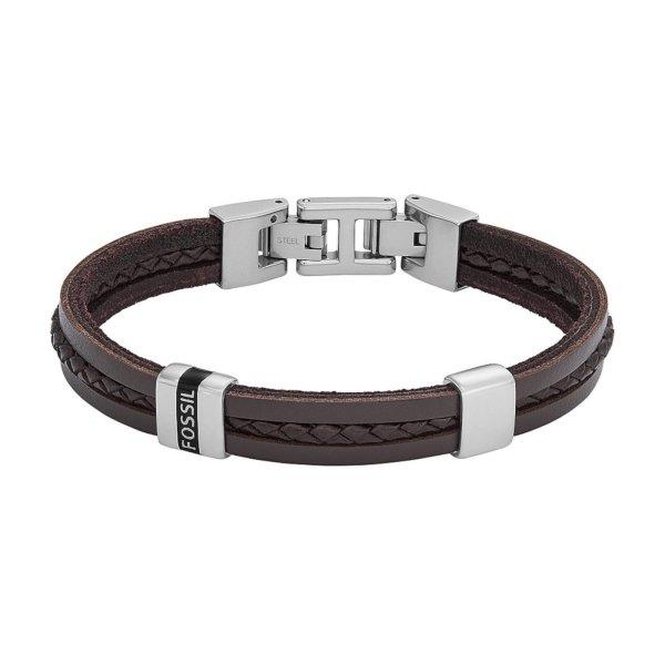 Fossil Elegáns férfi bőr karkötő Vintage Casual JF04133040