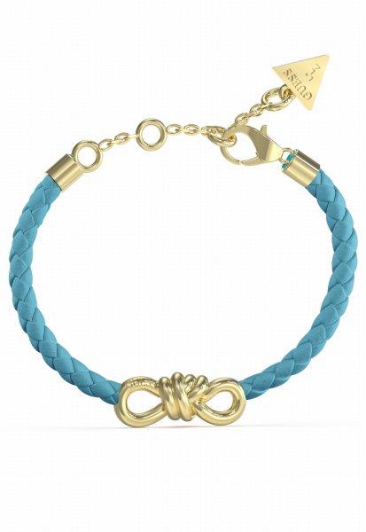 Guess Stílusos türkiz bőr karkötő masnival JUBB04003JWYGTQT/U