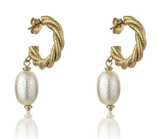 Marc Malone Aranyozott fülbevaló műgyönggyel Grace White Earrings MCE23005G