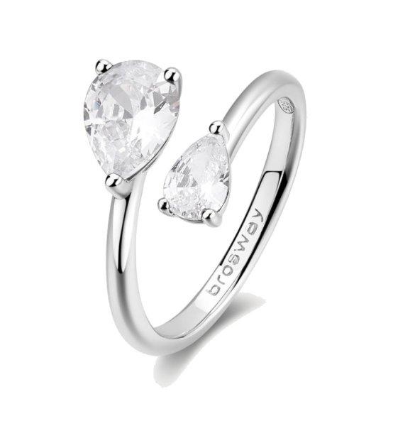 Brosway Ezüst nyitott gyűrű Infinite White Fancy FIW118 54 mm