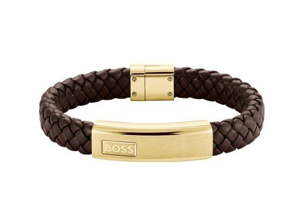 Hugo Boss Divatos férfi bőr karkötő Lander 1580746M