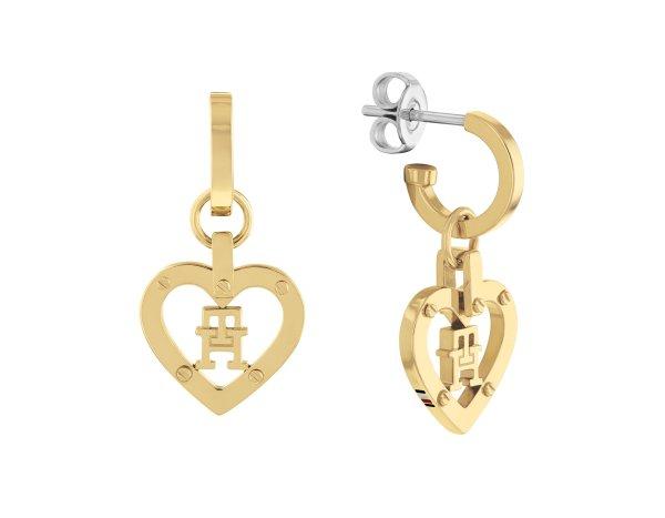 Tommy Hilfiger Bájos karika fülbevaló szívekkel Monogram Heart 2780924