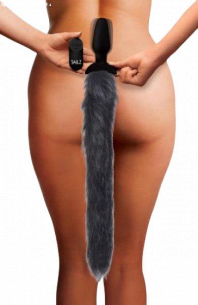Tailz Vibrating Anal Plug With Tail - Fox, szürke