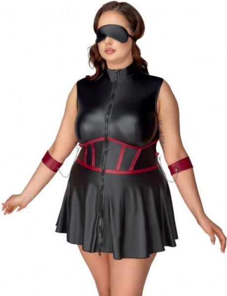 Cottelli Bondage Matte Look Mini Dress, XXXL