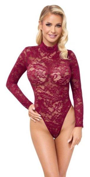 Cottelli - transparent lace body in burgundy L