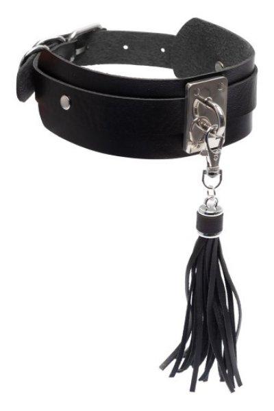 KINKY DIVA TEASING TASSEL COLLAR BLACK/SILVER