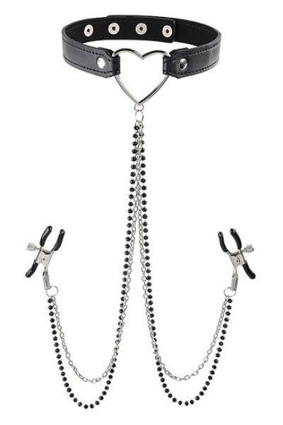 Sportsheets SM AMOR COLLAR WITH NIPPLE JEWELRY