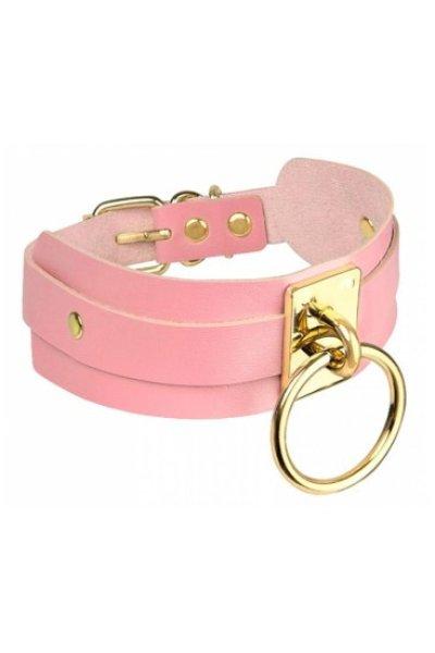 KINKY DIVA O-RING COLLAR PINK/GOLD