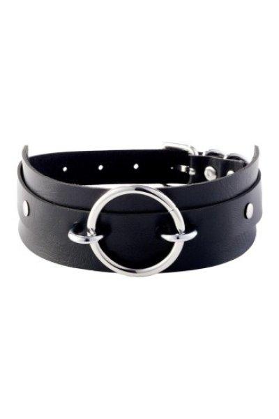 Kinky Diva O-Ring Front Collar Black/Silver