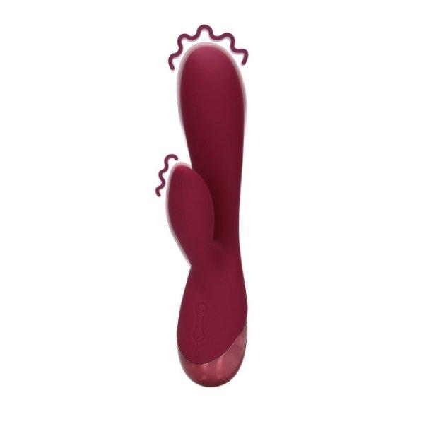 Shots Loveline Smooth Silicone Rabbit Dark Cherry silikonový na bod G a
klitoris 19,2 x 3,6 cm