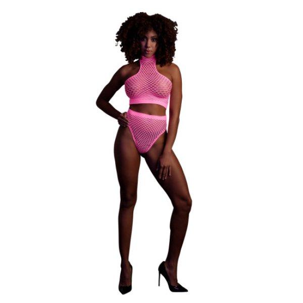 Ouch! by Shots Turtle Neck and High Waist Slip - One Size - Neon Pink