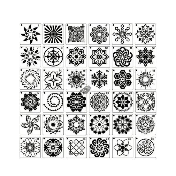 Mandala stencil, rajzsablon 36 db
