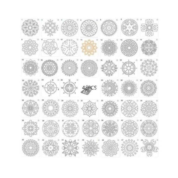 Mandala stencil, rajzsablon 48 db
