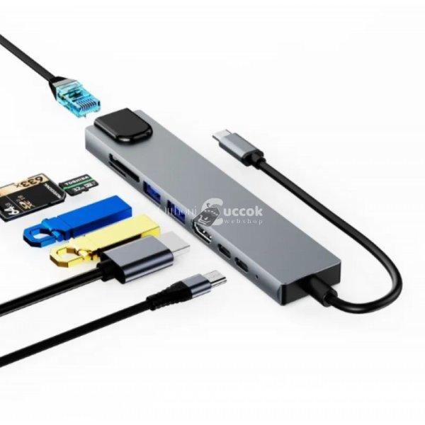 8 az 1-ben C típusú USB Hub 3.0 