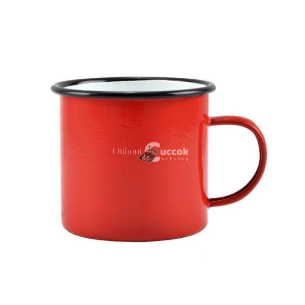 Zománcozott bögre 8 cm 360 ml piros-fehér
