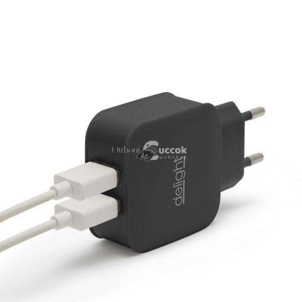 USB hálózati adapter 2 dugasszal (Delight)