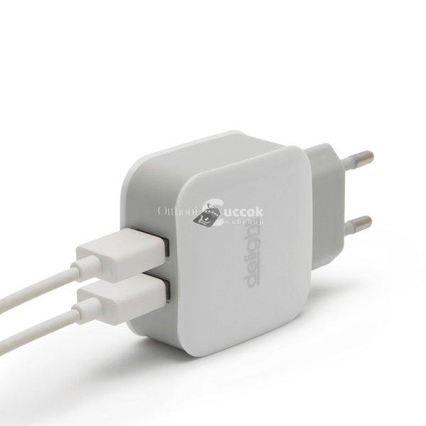 USB hálózati adapter 2 dugasszal (Delight)