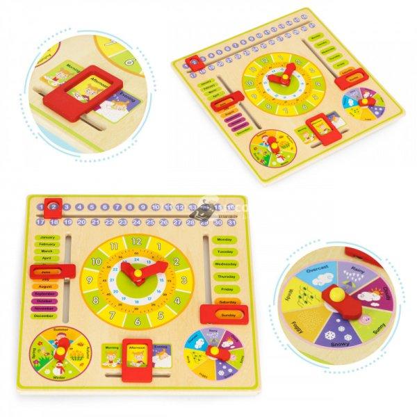 Fa oktató manipulatív tábla, naptár óra ECOTOYS - gyermek játék,
tanulás, fejlesztés, óvoda, iskola, ajándék, kreatív.