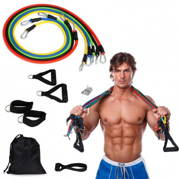 Fitness gumiszalagok készlete markolatokkal - 5 db