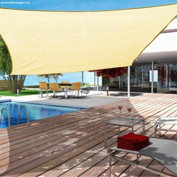Napvitorla - árnyékoló teraszra, erkélyre és kertbe szögletes 3x3 m bézs
színben - HDPE masszív anyagból