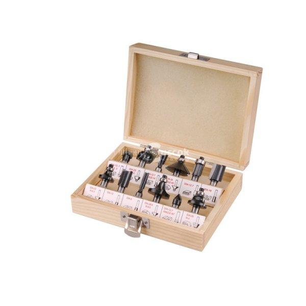EXTOL CRAFT felsőmaró klt. 12db, kisebb szett (fadobozban) ; 8mm-es
befogással