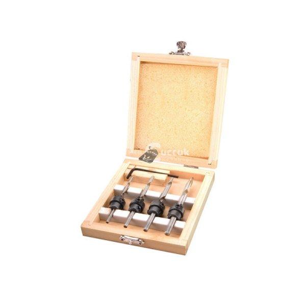 EXTOL CRAFT fafúró klt. 4db, süllyesztővel (konfirmátor csavar előfúró)
3-4-5-6mm, hossz 76-94mm, fa dobozban