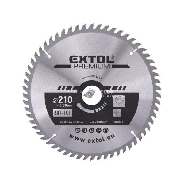 EXTOL PREMIUM körfűrészlap, keményfémlapkás, 115×22,2mm(lyuk átm), T24;
2,6mm lapkaszélesség, max. 11000 ford/perc