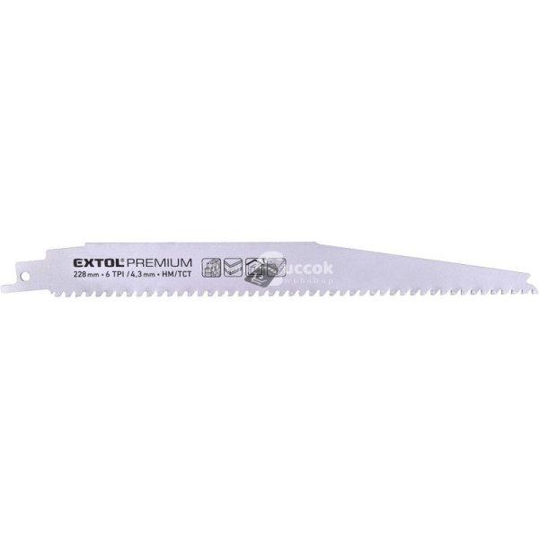 EXTOL PREMIUM szablyafűrészlap 1db, Bosch befogás, HM/TCT fogak, 228 mm, 6T,
gázbetonhoz, tiszta, íves vágás