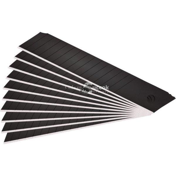 FORTUM pótpenge 10 db, fekete, tripla vágóéllel; 18×100×0,7mm, SK2 acél,
HRC > 67, lézeres élezés