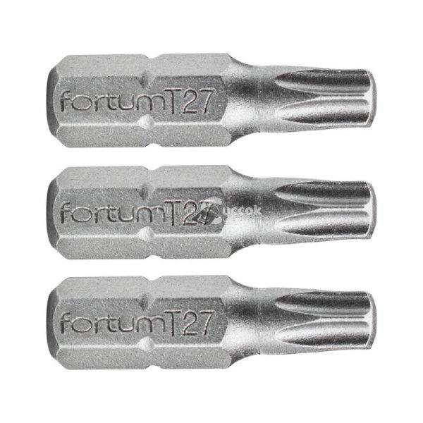FORTUM behajtóhegy TORX, 3 db, S2 acél; T 45×25mm, bliszteren