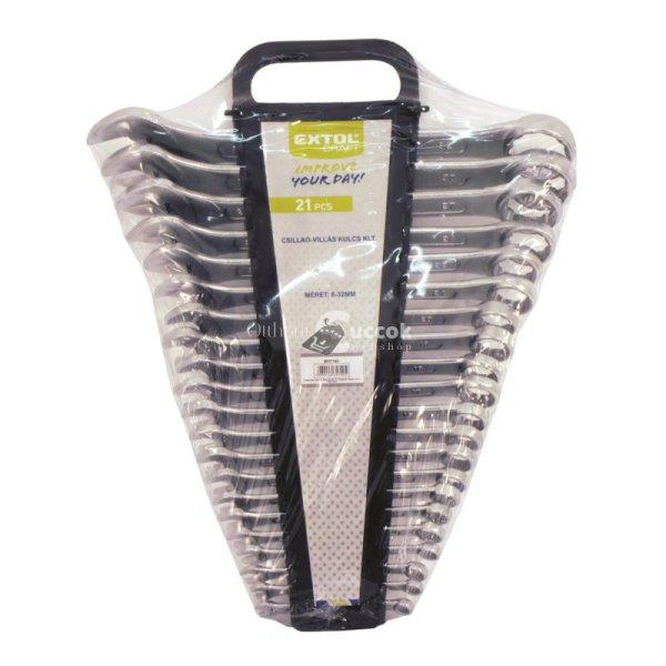 EXTOL CRAFT csillag-villás kulcs klt., CrV., műanyag tartóban ; 21db, 6-32mm