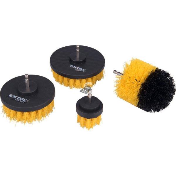 EXTOL CRAFT nylon csiszoló kefe klt. 4 db; 1/4'×25 mm csap, fúrógépbe
fogható
