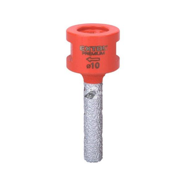 EXTOL PREMIUM lyukmaró (lyuktágító/ujjmaró) kerámiára és csempére,
gyémánt vágóél; 10mm × M14, sarokcsiszolóba fogható