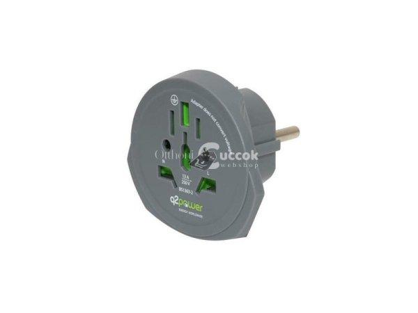 Q2 power utazóadapter, World to Europe
