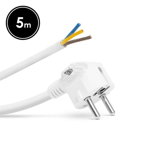 Delight Hálózati szerelhető tápkábel dugóval - 5 m kábellel - 3 x 1,5
mm² - fehér