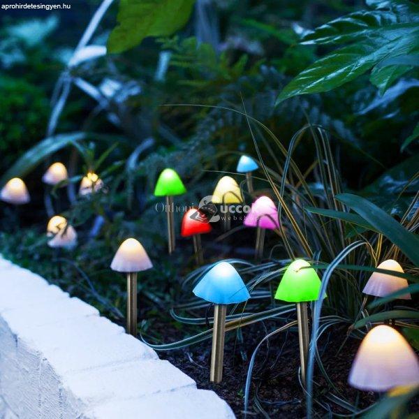 Garden of Eden LED-es szolár lámpa - 12 db mini gomba - színes - 28,5 cm x 4
m