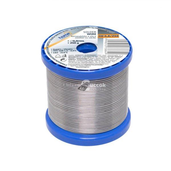 Home SW 0,8/250 forrasztóón, 0,8mm, 250g, európai gyártótól származó
kiváló minőségű forrasztóón, összetétel: SN/PB: 60/40%, gya