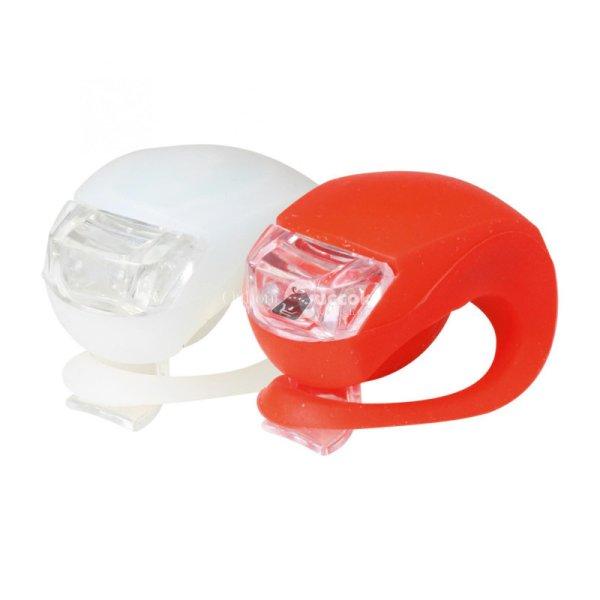 Home BV 10 kerékpárlámpa készlet, 2 db fehér vagy piros LED, szilikon
lámpatest, 3 funkció