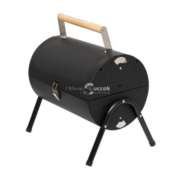 Home GR01 hordozható asztali grill, faszén, faszénbrikett, nyitott vagy zárt
fedél, 2 rostély, 2 széntartó rács, 22 cm rostélyma