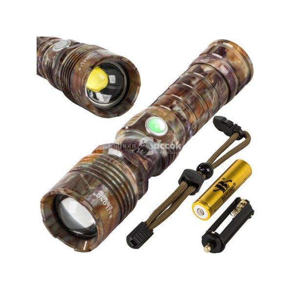 Világító távcső, USB feltöltés, taktikai zseblámpa, erős fényű,
zoomolható Cree LED xhp160 diódával