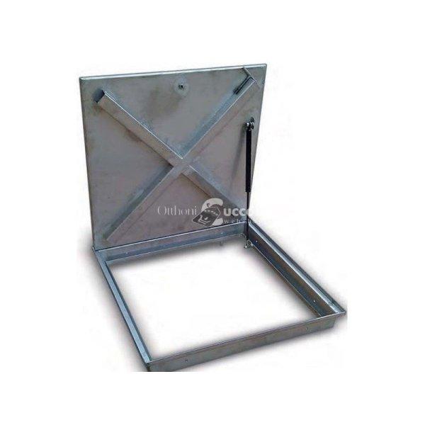 700x700mm rozsdamentes KO33 burkolható aknafedlap gázrugóval, belső
vízelvezetéssel, 12mm mély tálcával