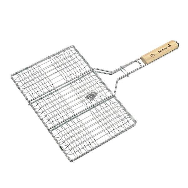 Barbecook BC-ACC-7104 hamburgersütő grillrács, krómozott, fa nyél, 100%
FSC, 6db-os