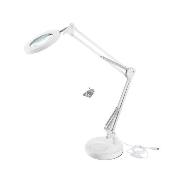 EXTOL LIGHT nagyító LED lámpa, asztali, Fehér, 7 W COB, 2400 Lm, 5×
nagyítás; mechanikusan állítható rögzítés, USB töltőkábel