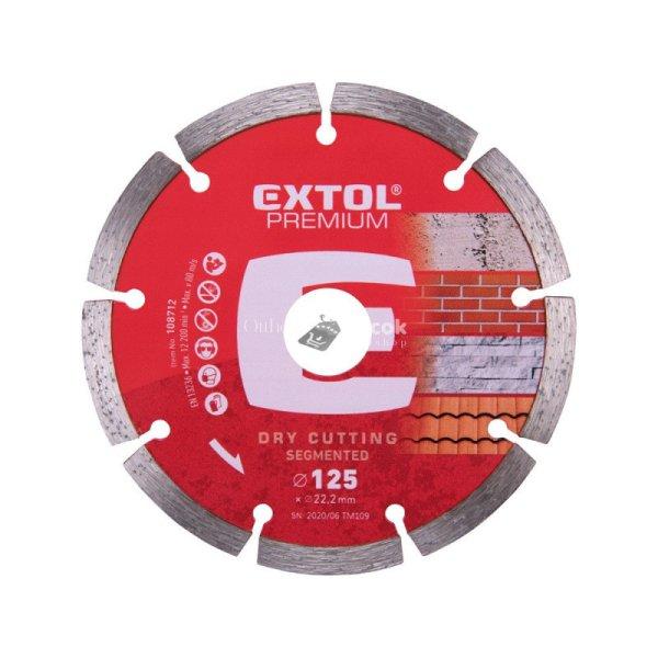 EXTOL PREMIUM gyémántvágó szegmenses; 230×22,2mm, max.6.650 f/min