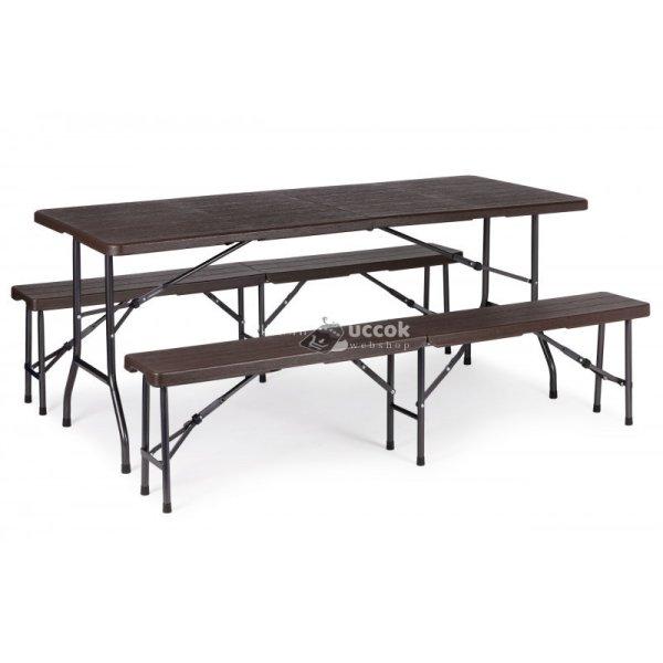 180 cm-es vendéglátó asztal + 2 pad bankett szett
